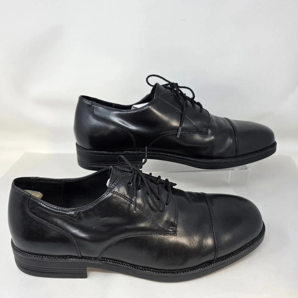 Hush Puppies Oxford Mens 13 M 15175 Black Leather Cap Toe Dress Shoes Excellent